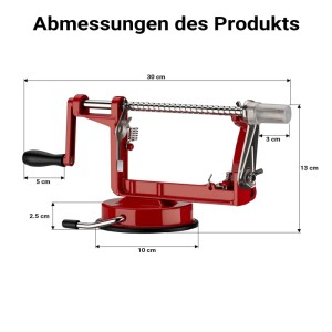 Wiltec Apfelschneider 3In1 Apfelschäler Apfelschälmaschine Apfelentkerner