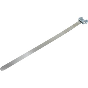 Erdungsbandschelle 1/8 - 4 aus Metall für Rohre, Detailaufnahme.