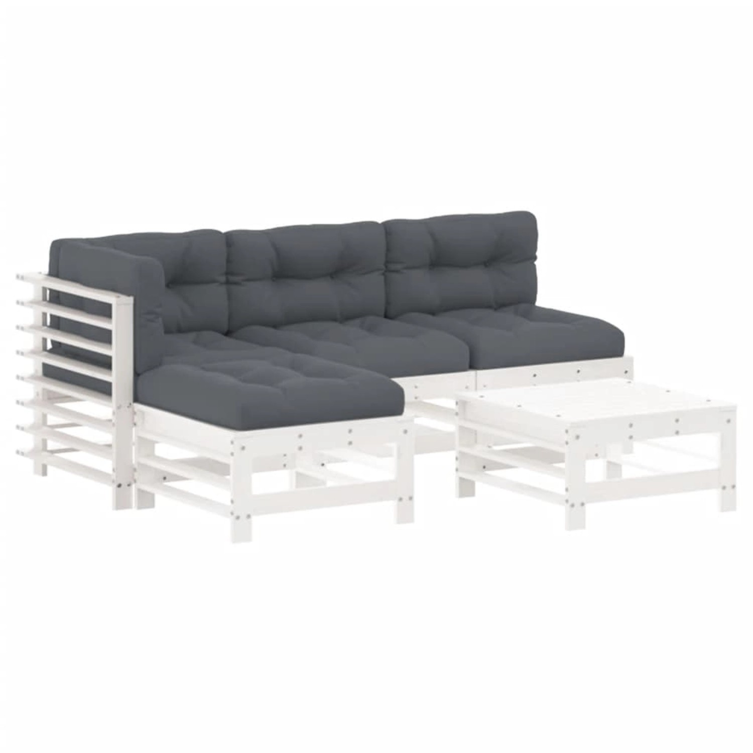 vidaXL 5-tlg Garten-Lounge-Set mit Kissen Weiß Massivholz Modell 9 günstig online kaufen