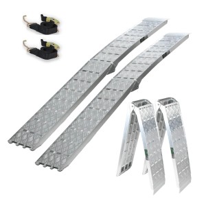 TRUTZHOLM klappbare Alu-Auffahrrampen, 2er Set, Traglast 1360 kg, mit Spanngurten. Zubehör für Autoanhänger.