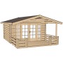 Weka Weekendhaus 137 B mit überdachter Terrasse, 45 mm Wandstärke, Massivholz, Doppel Tür und Fenster