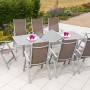 Merxx Gartenmöbel-Set Carrara, 9-teilig, taupe. Ausziehbarer Tisch mit 8 Klappsesseln. Moderne Garten-Essgruppe.