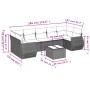 Braune 8-tlg. vidaXL Garten-Sofagarnitur aus Rattan mit cremeweißen Kissen und Maßen.