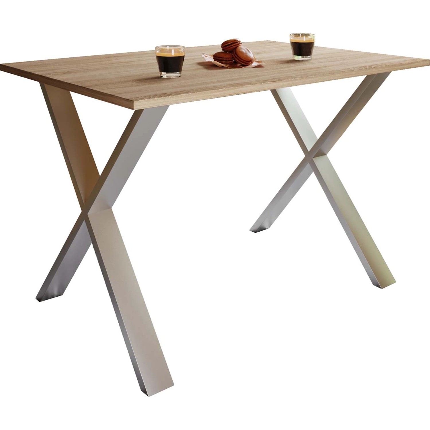 ebuy24 XonaX Esstisch 140x50cm Eiche Dekor Silberfarben günstig online kaufen