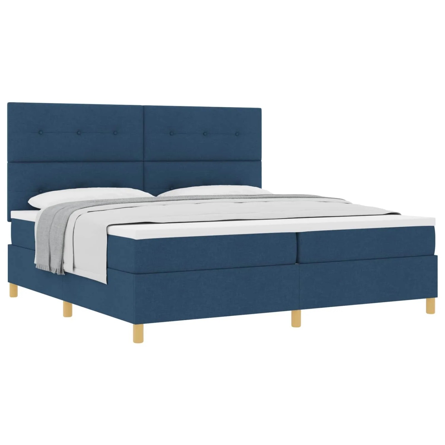 vidaXL Boxspringbett mit Matratze mit Kopfteil Blau 200 x 200 cm Stoff 3339650
