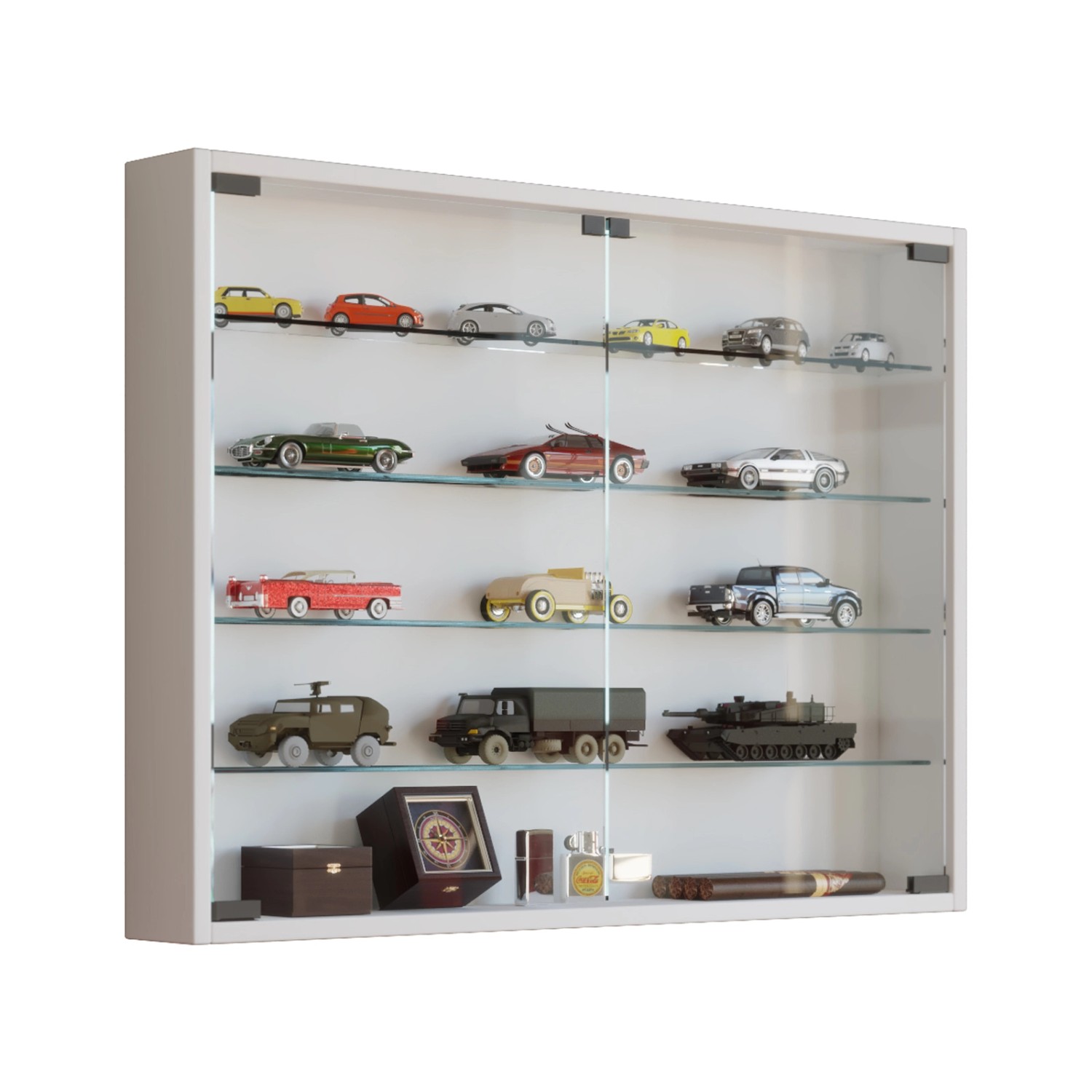 ebuy24 Mandosa L Vitrinenschrank an der Wand Montierte 2 Glastüren Weiß günstig online kaufen
