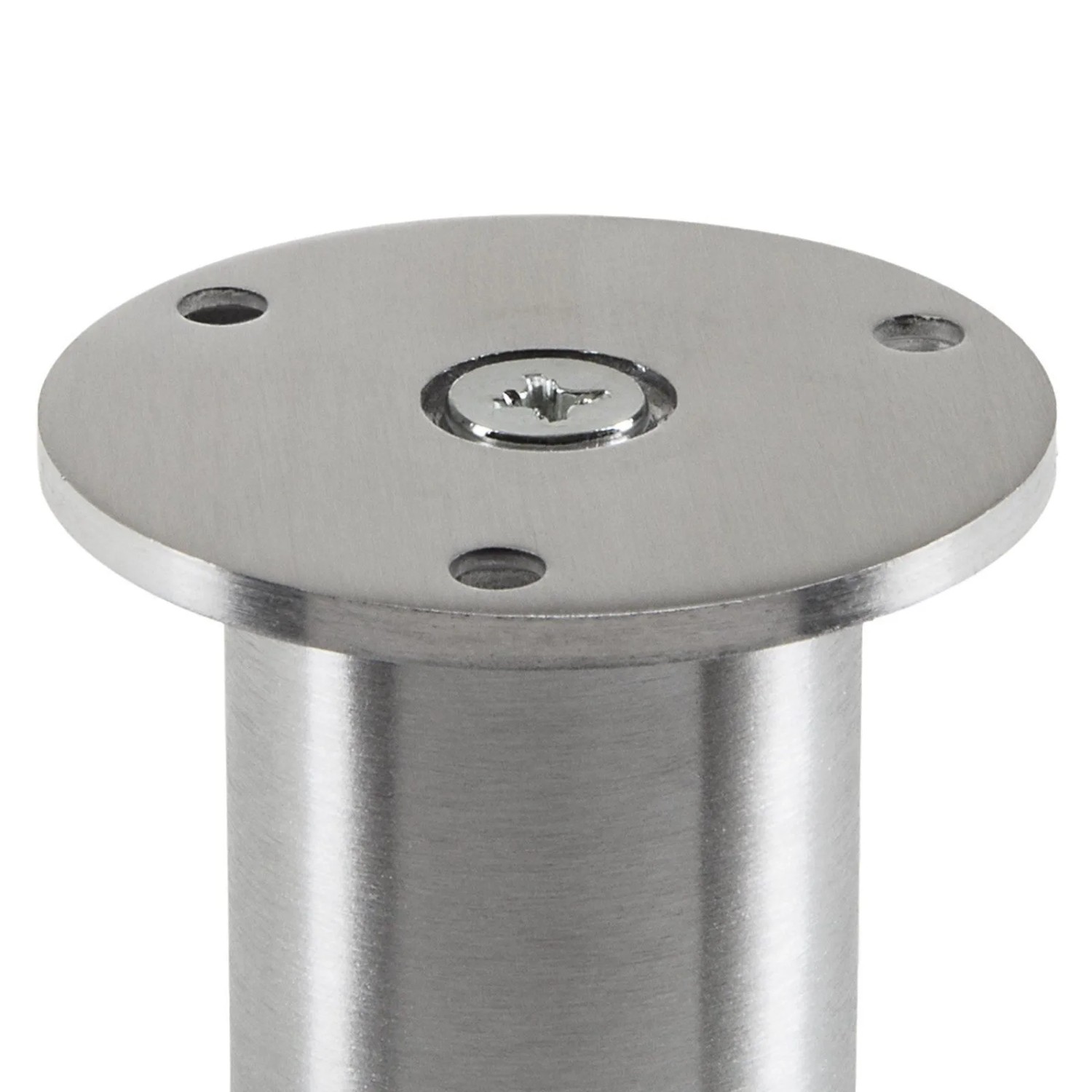 SOTECH Möbelfuß ALPHA, gebürstetes Aluminium, 120 mm Höhe, mit runder Montageplatte und Schraube.