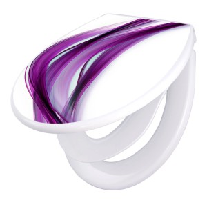 Banjado Familien WC-Sitz mit Absenkautomatik, Motiv Violet Element. Klodeckel mit Kindersitz aus Polypropylen.