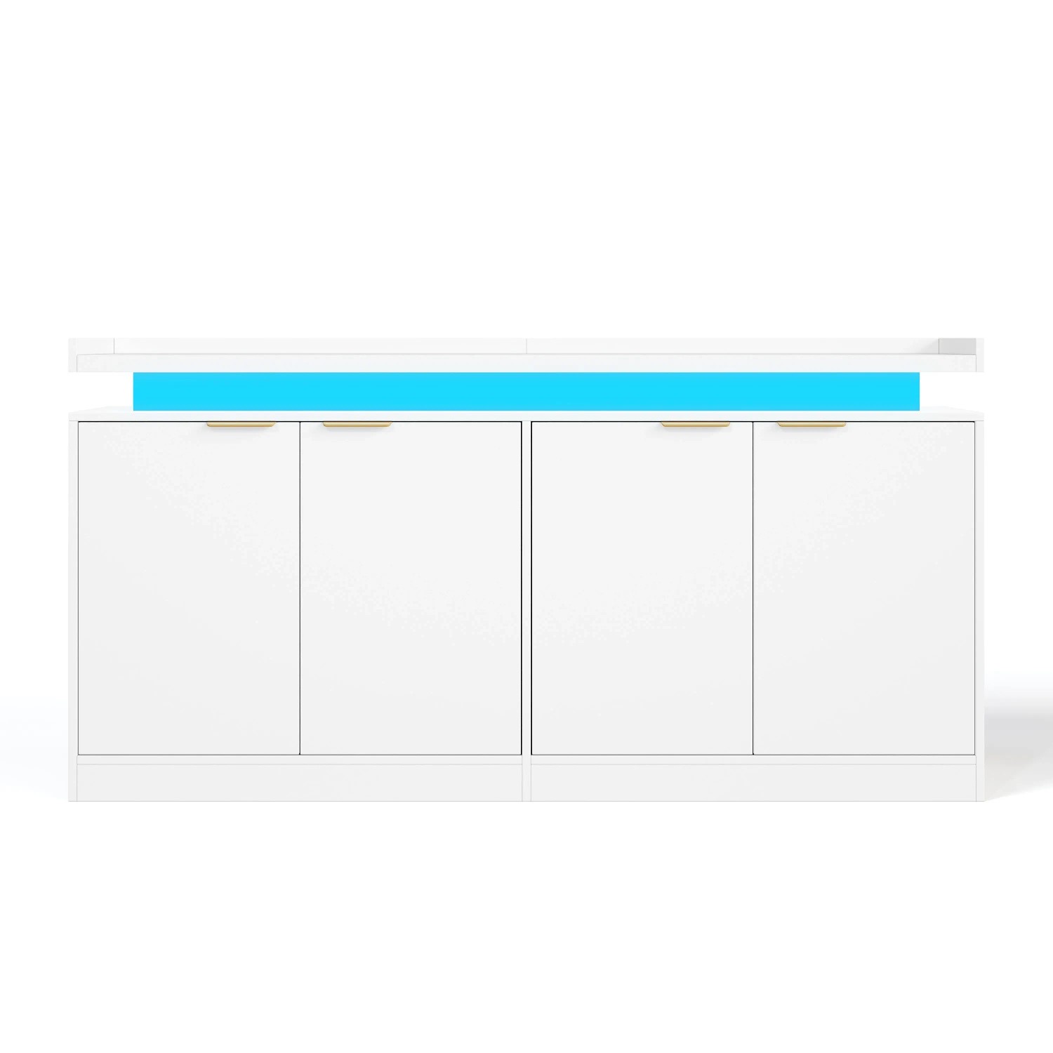 Merax Sideboard 160x39x83 cm Weiß 4 Türen LED Viel Stauraum