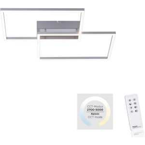Moderne, stahlfarbene Just Light Deckenleuchte Iven mit Fernbedienung zur Dimmung und Farbtemperatursteuerung.