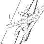 Skizze einer Conacord Seilklemme aus Zink, Länge 112 mm, mit Seilbefestigung.