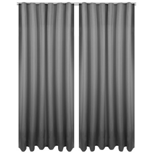 2er Set Dekoschals „Ellen“ anthrazit, 140x175 cm, mit Universalband und Raffhaltern. Fensterdekoration.