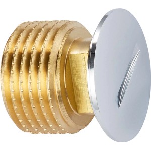 Gewinde-Stopfen 21mm (R 1/2) aus Messing, verchromt, zum Verschließen von Gewindeanschlüssen.