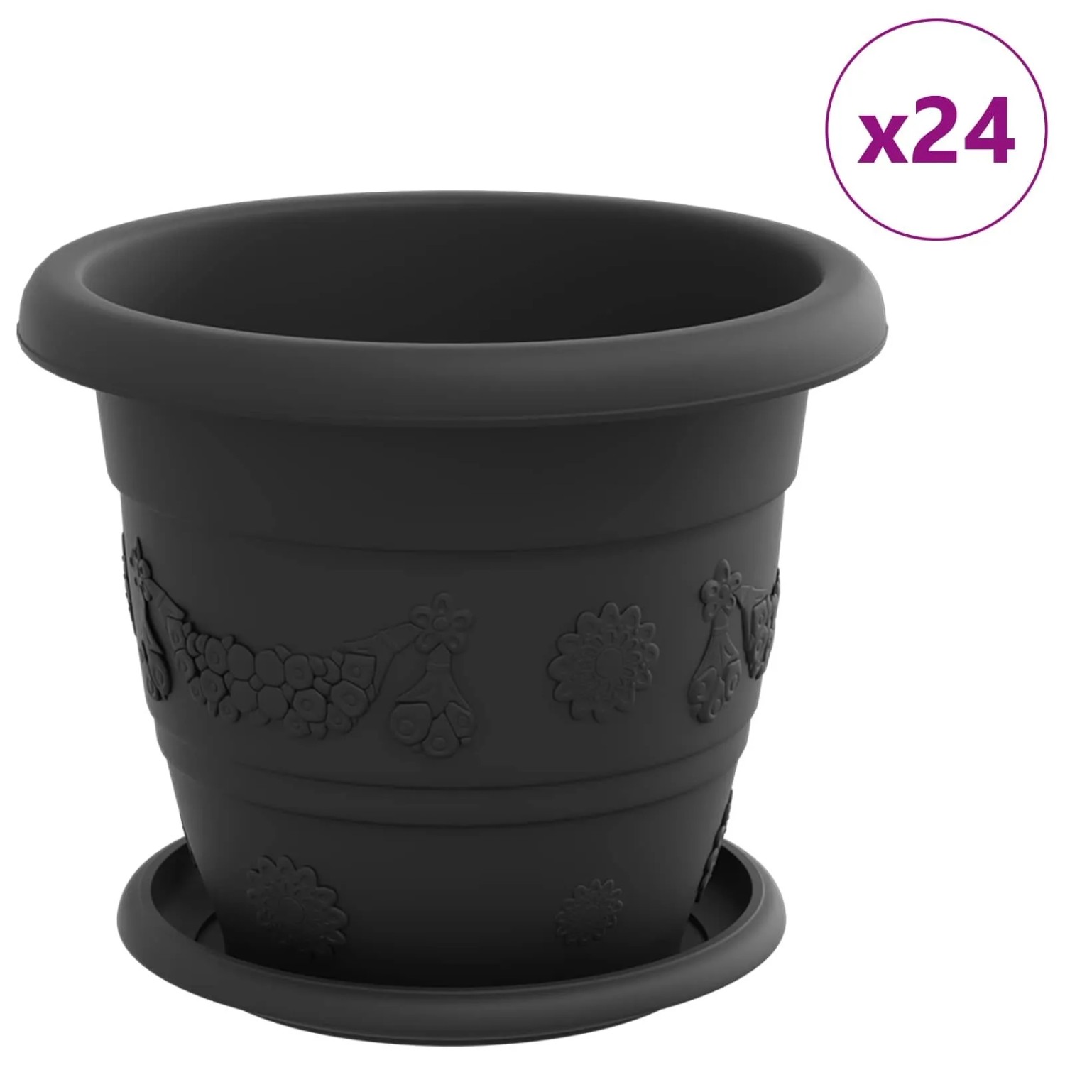 vidaXL Blumentöpfe 24 Stk Schwarz Ø 26 x 21,5 cm Kunststoff 3403285