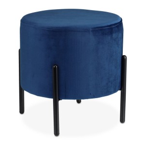 Relaxdays Samthocker Samt Metall Blau 38,5 cm x 40,5 cm 3,2 kg