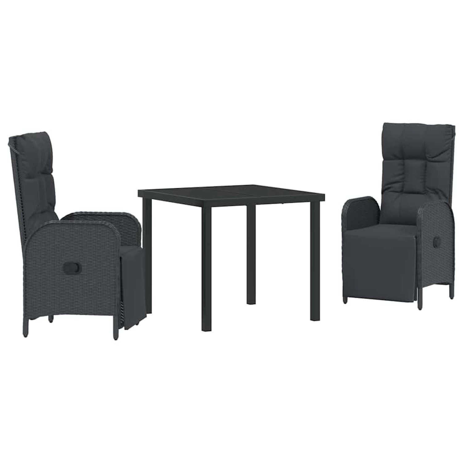 vidaXL Garten Essgruppe mit Kissen 3-Tlg Schwarz Poly Rattan 3380120 günstig online kaufen
