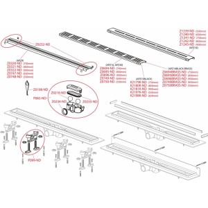 Alcadrain Duschrinne mit Rand für perforierten Rost 650 mm Chrom
