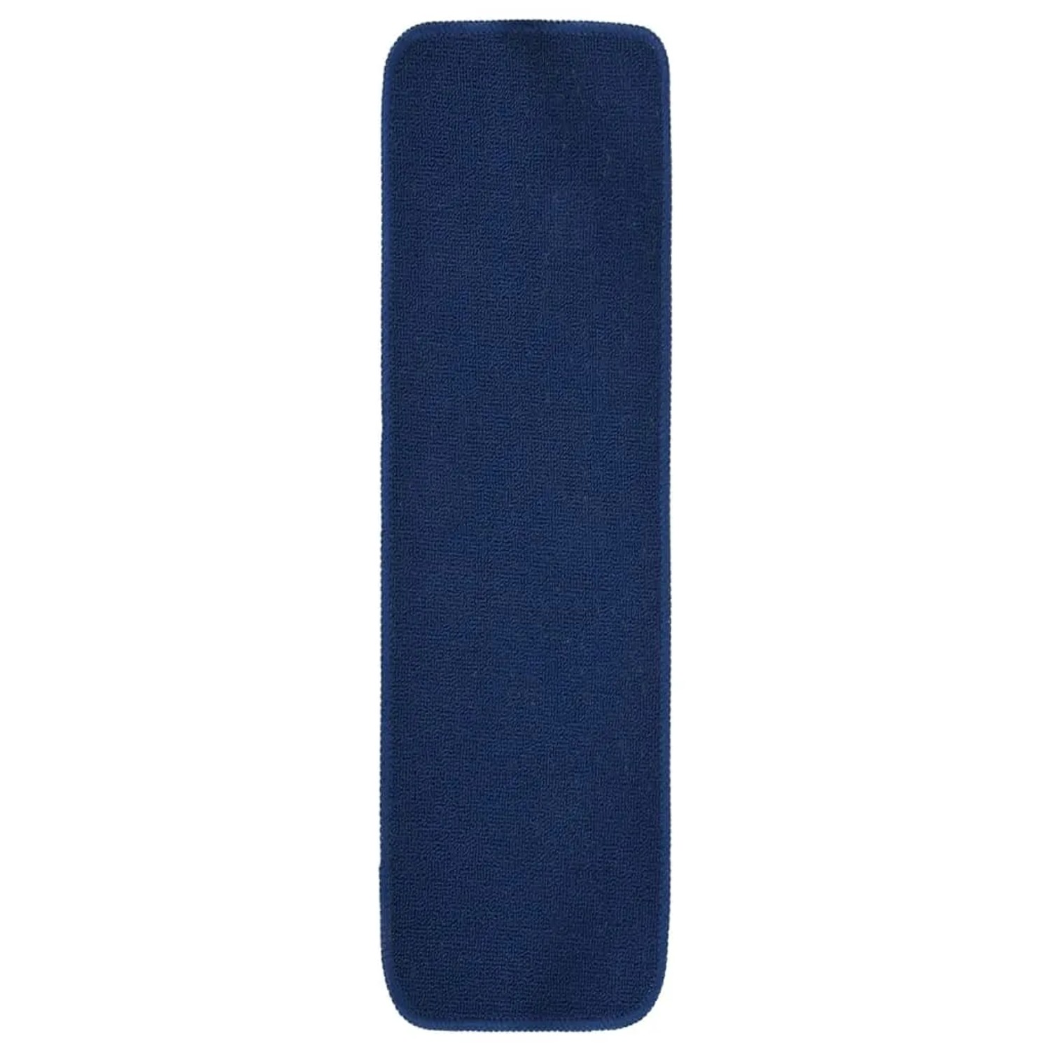 Marineblaue rechteckige Stufenmatte (20x75 cm) aus PP mit weicher Oberfläche und abgerundeten Ecken.