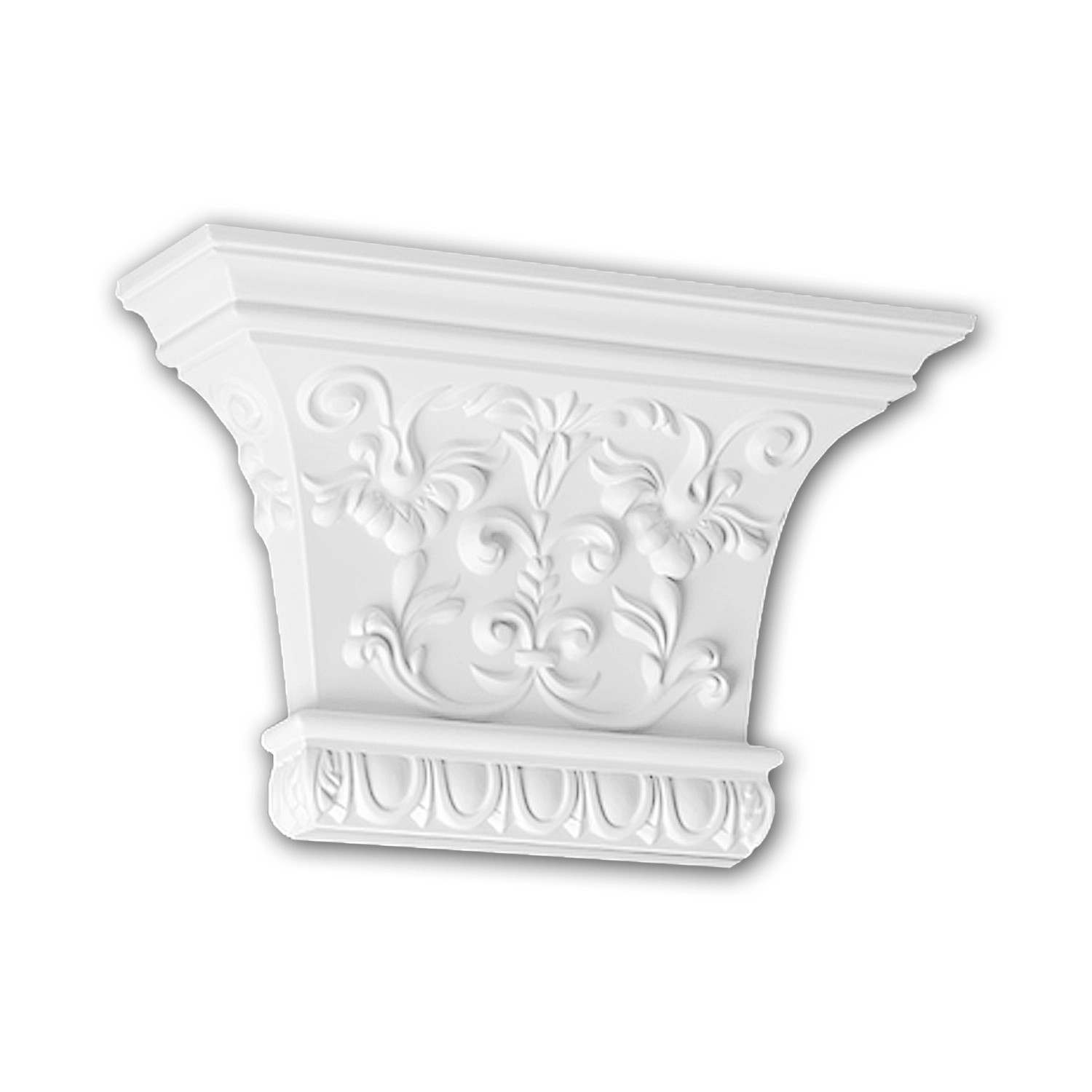 PROFHOME 121007 Pilaster Kapitell Zierelement Flachsäule Wandsäule, 34,5 cm x 22,1 cm x 9,6 cm Weiß