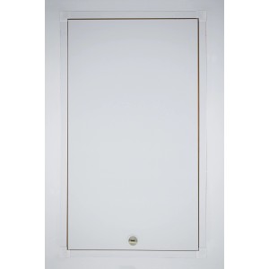 Geschlossene, weiße Minka Dachbodentreppe Complete 120x54 cm im Futterkasten.