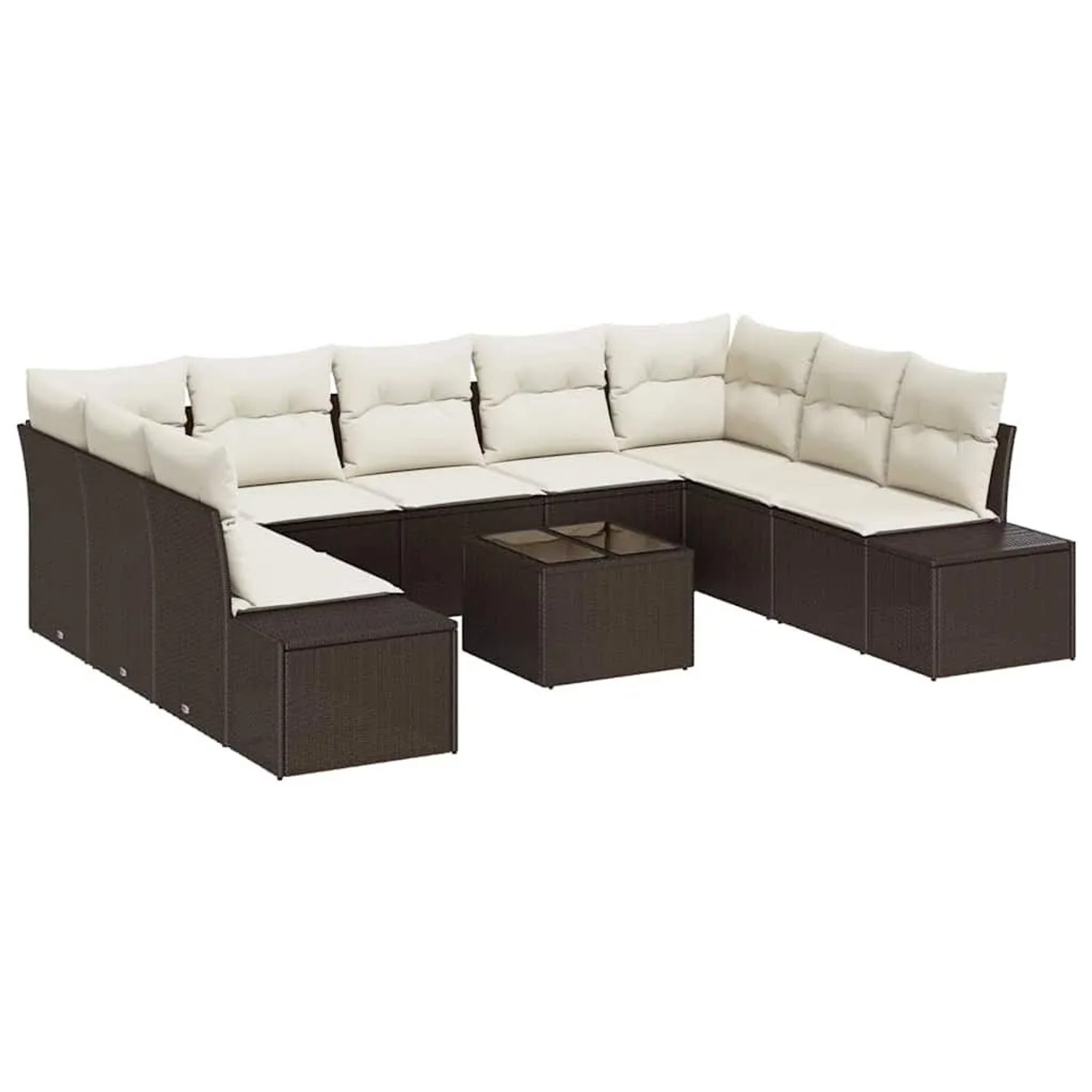vidaXL Gartensofa-set mit Kissen 9-Tlg Braun und Creme Poly-Rattan 3355897 günstig online kaufen