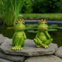 2er Set Froschkönige als Gartenfiguren für den Teich, 10x14x15 cm.