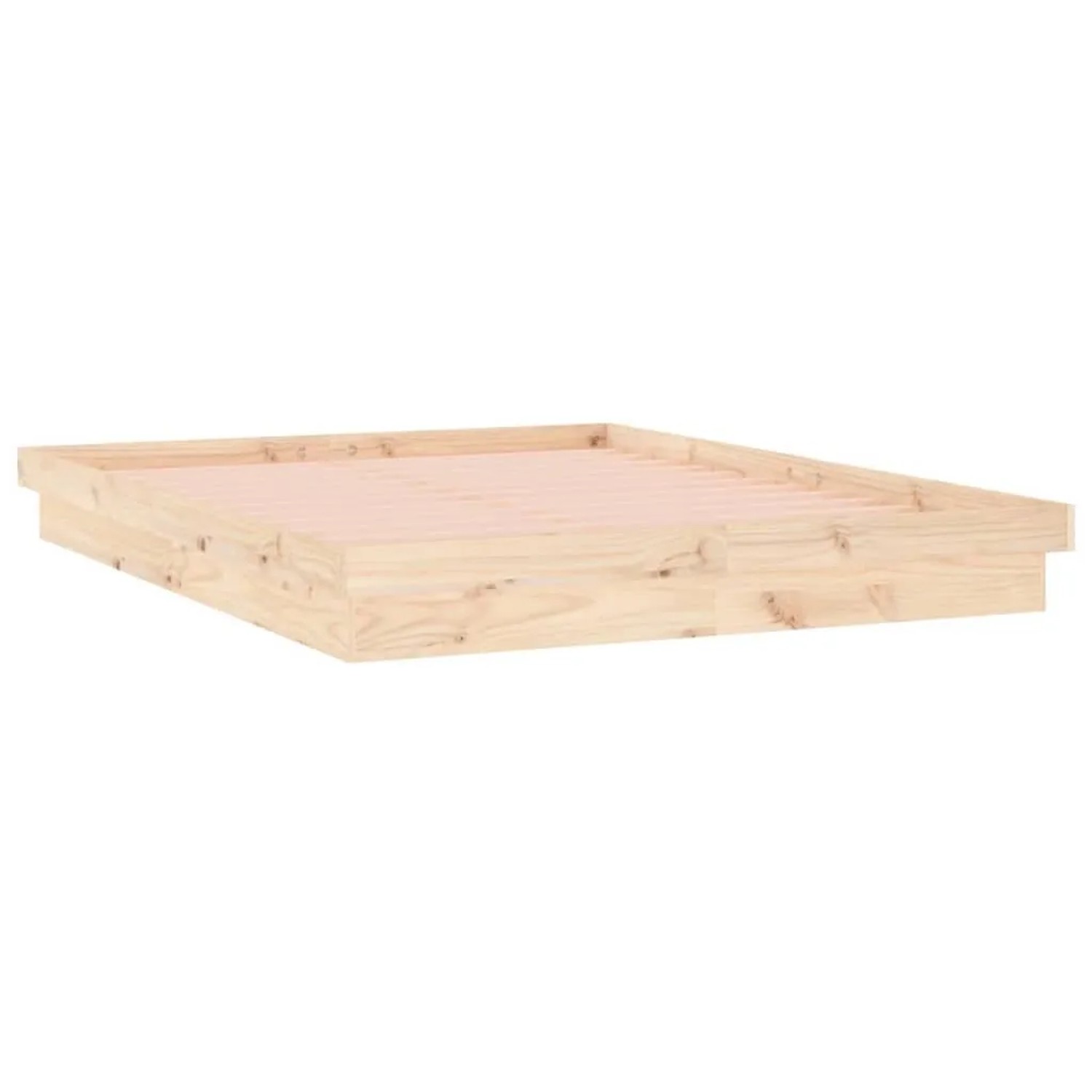 vidaXL Holzbett mit LED, 120x200 cm, Kiefer massiv, unbehandelt.