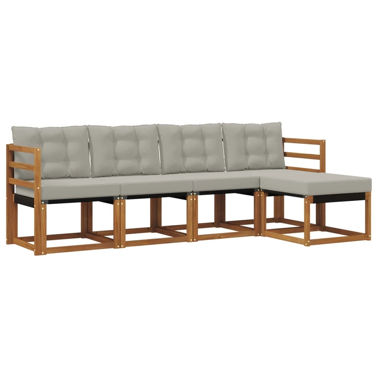 vidaXL Outdoor-Sofagarnitur mit Kissen 5-Tlg Natur und Hellgrau 3368558