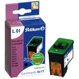 Pelikan Tintenpatrone L01 Schwarz für Lexmark Drucker, 15ml.