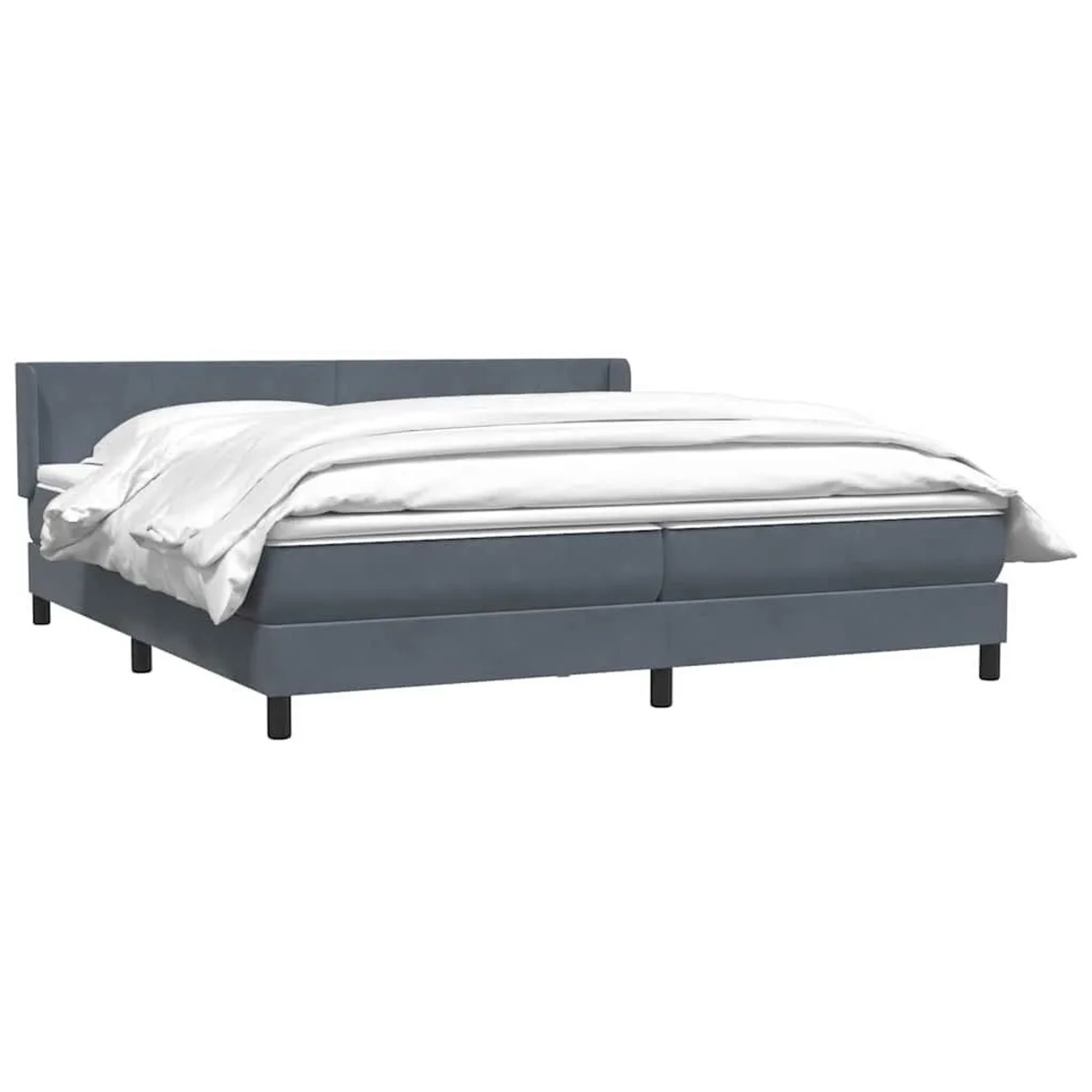 vidaXL Boxspringbett mit Matratze Dunkelgrau 180x210 cm Samt 3317956