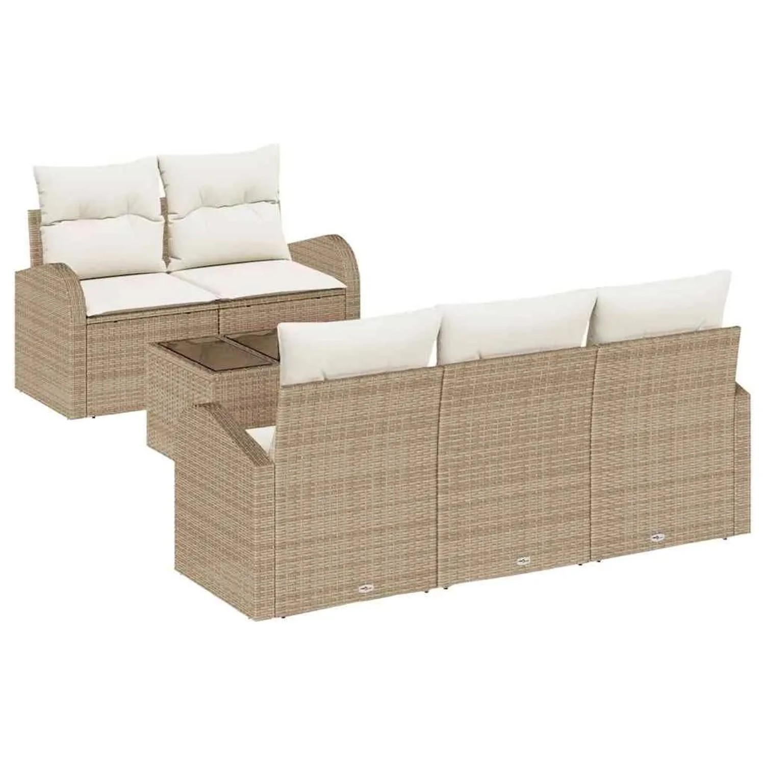 vidaXL Gartensofa-set mit Speicher 6-Tlg Beige und Creme Poly-Rattan 335459 günstig online kaufen