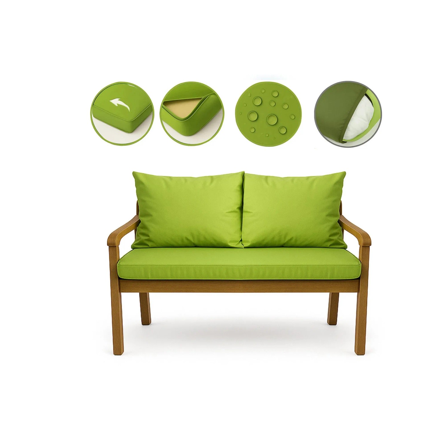 Setgarden Bankkissen Lemon für 2-Sitzer Gartenbank, 100x60 + 2x50x56cm.