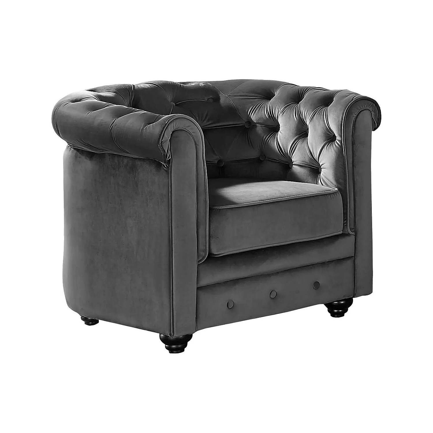Vente-unique Sessel Mit Gerader Rückenlehne Chesterfield Anthrazitgrau 82 cm