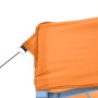 Detailansicht: Orangefarbenes vidaXL Falt-Partyzelt mit blauem Gestell und Abspannseil.