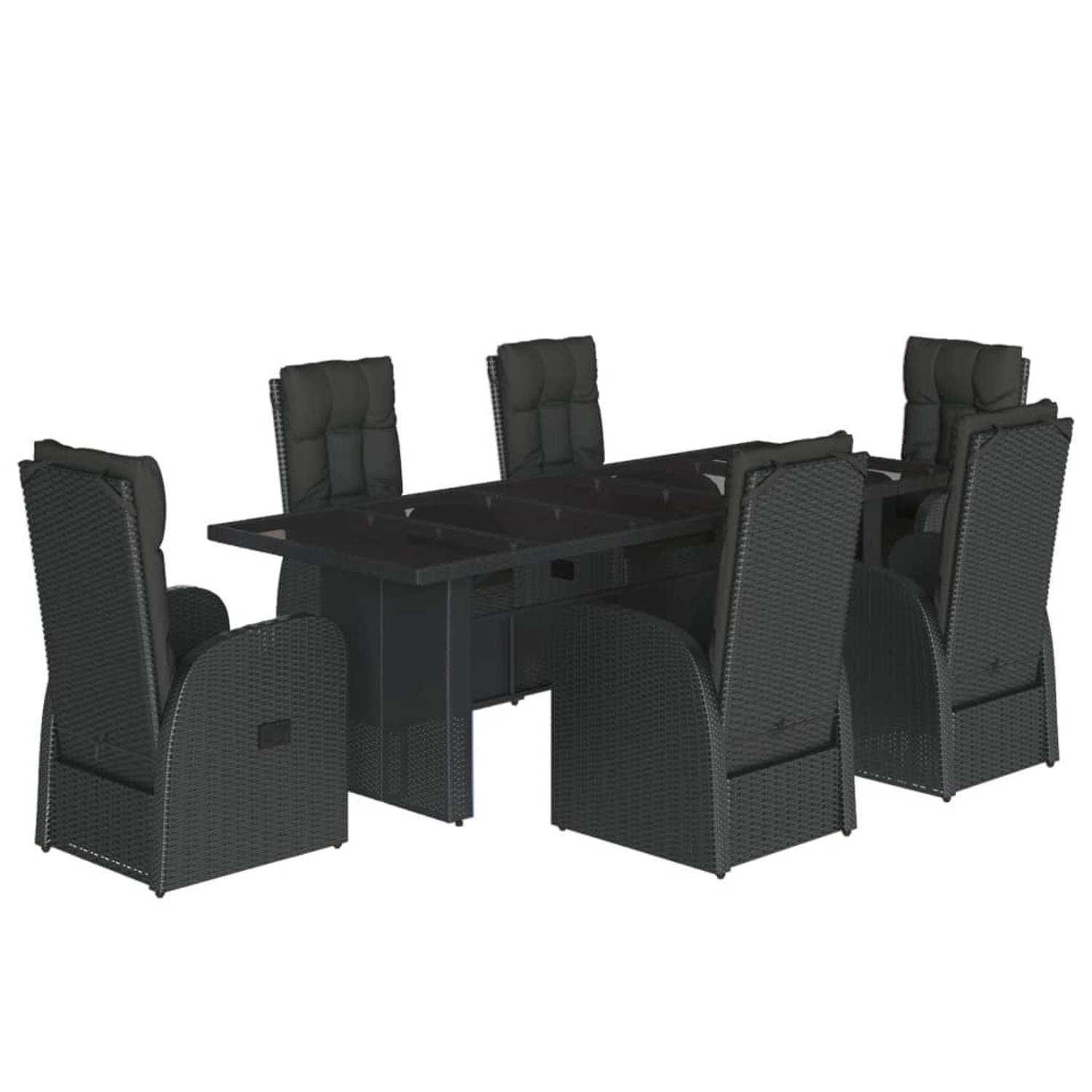 vidaXL 7-Tlg Garten-Essgruppe mit Kissen Schwarz Poly Rattan 3277653 günstig online kaufen