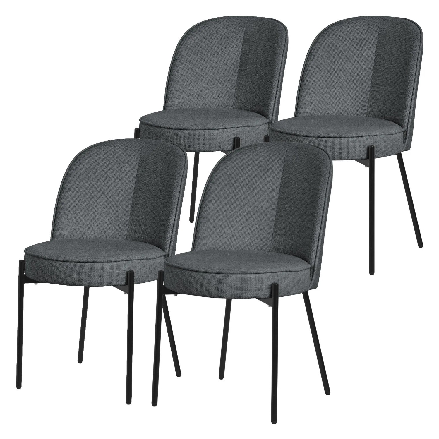 ML-Design Esszimmerstühle 4Er Set Anthrazit mit Metallbeine-Stoffbezug