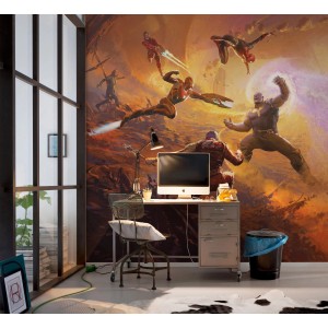 Komar Vliesfototapete Avengers Epic Battle Titan im Raum, Superhelden-Motiv.