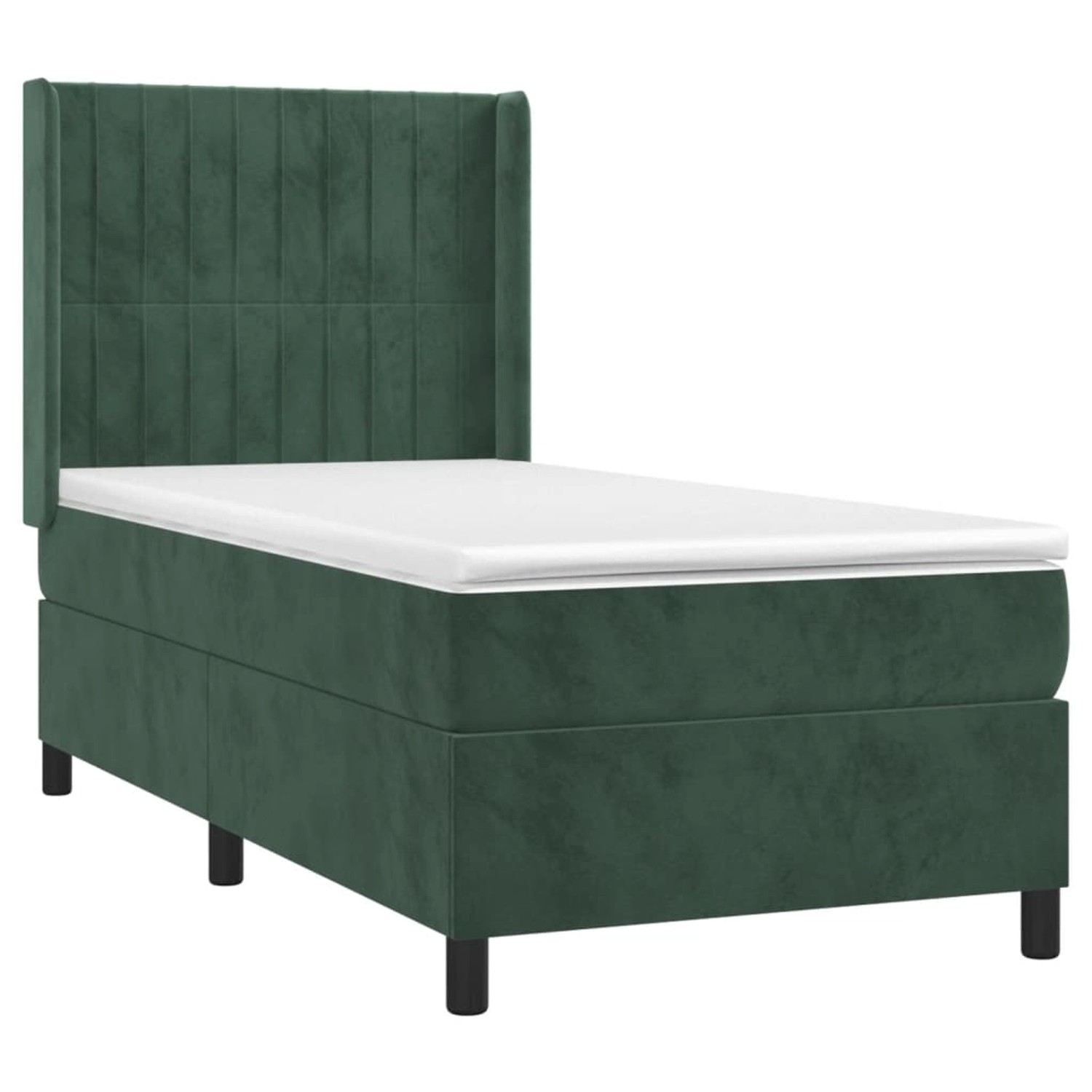 vidaXL Boxspringbett mit Matratze & LED Dunkelgrün 90x190 cm Samt 3139658 günstig online kaufen