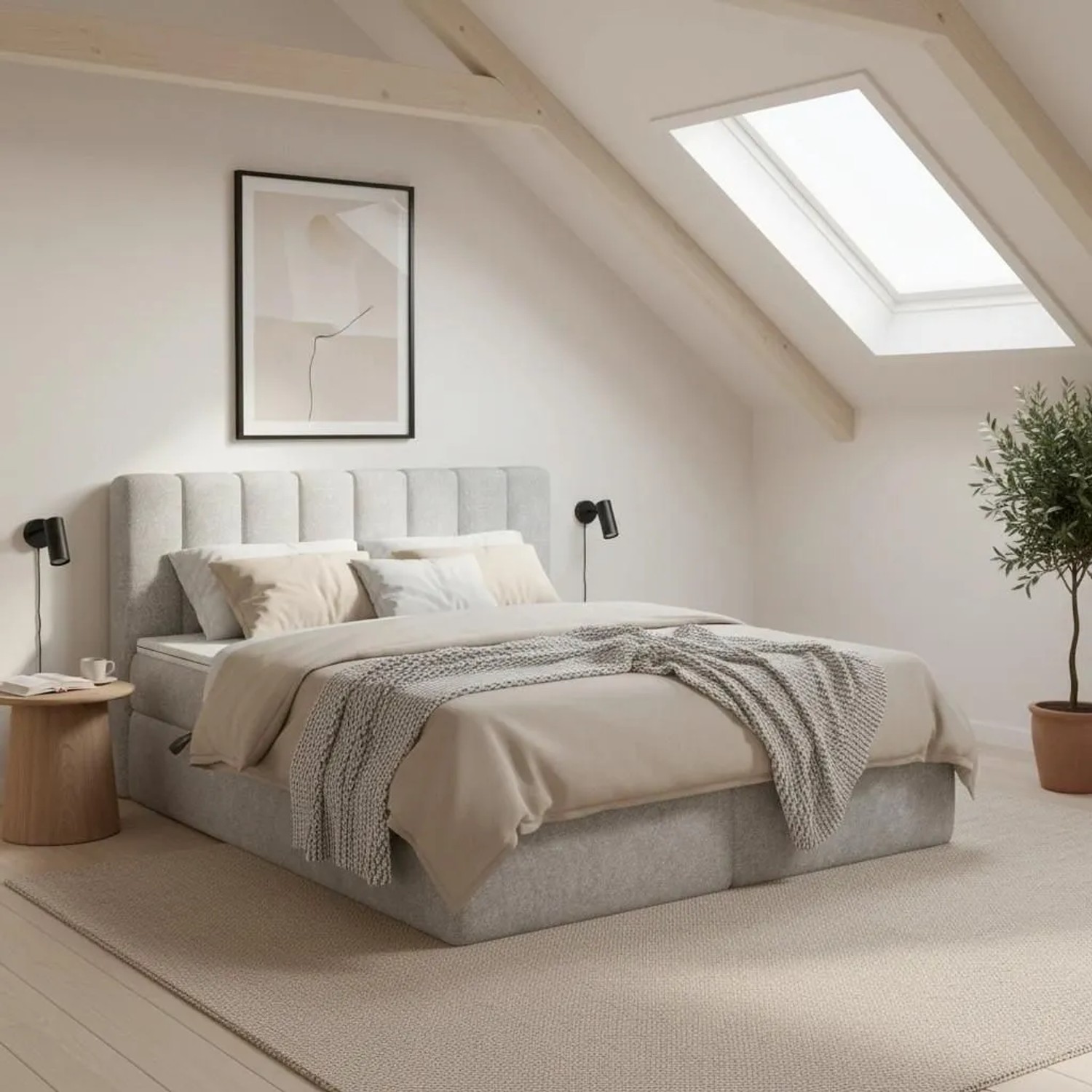 Bessagi Home Boxbett Mala Hellgrau ca. 180x200 cm mit Topper