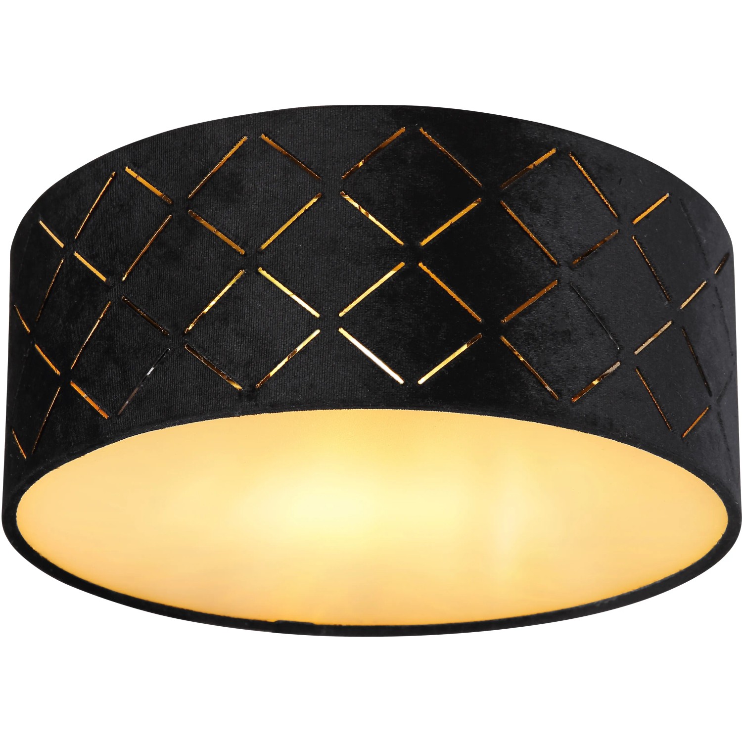 Schwarze Globo Deckenleuchte Sunna mit Dekorstanzungen, 260x100 mm. Moderne Deckenlampe für Innenräume.