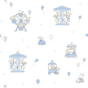 Sanders & Sanders Tapete Tiere Blau Und Weiß 53 Cm X 10 M - 640553