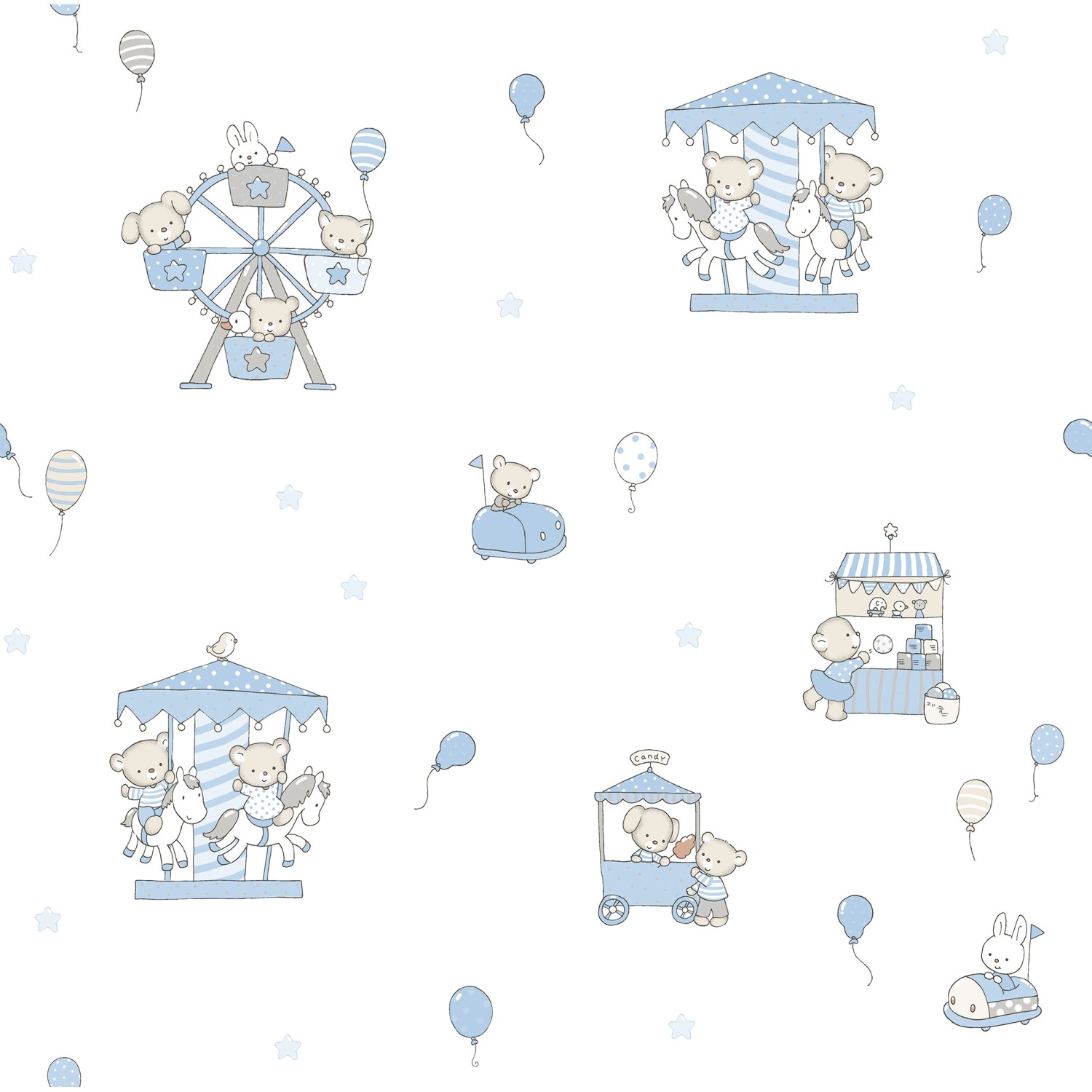 Sanders & Sanders Tapete Tiere Blau Und Weiß 53 Cm X 10 M - 640553 günstig online kaufen