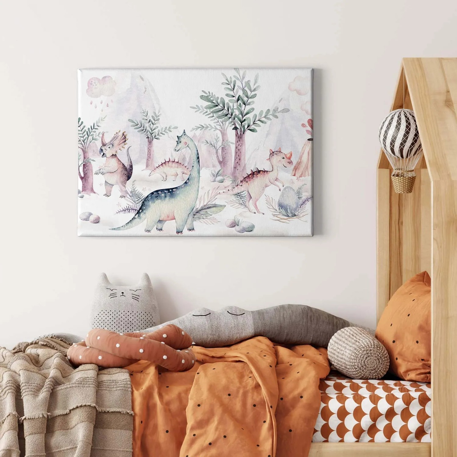 Dino & Bär Leinwandbild – Bunte Wanddekoration Fürs Kinderzimmer