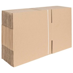 Stapel flache, naturfarbene vidaXL Faltboxen aus Karton, 50 Stück, für Aufbewahrung & Ordnung.