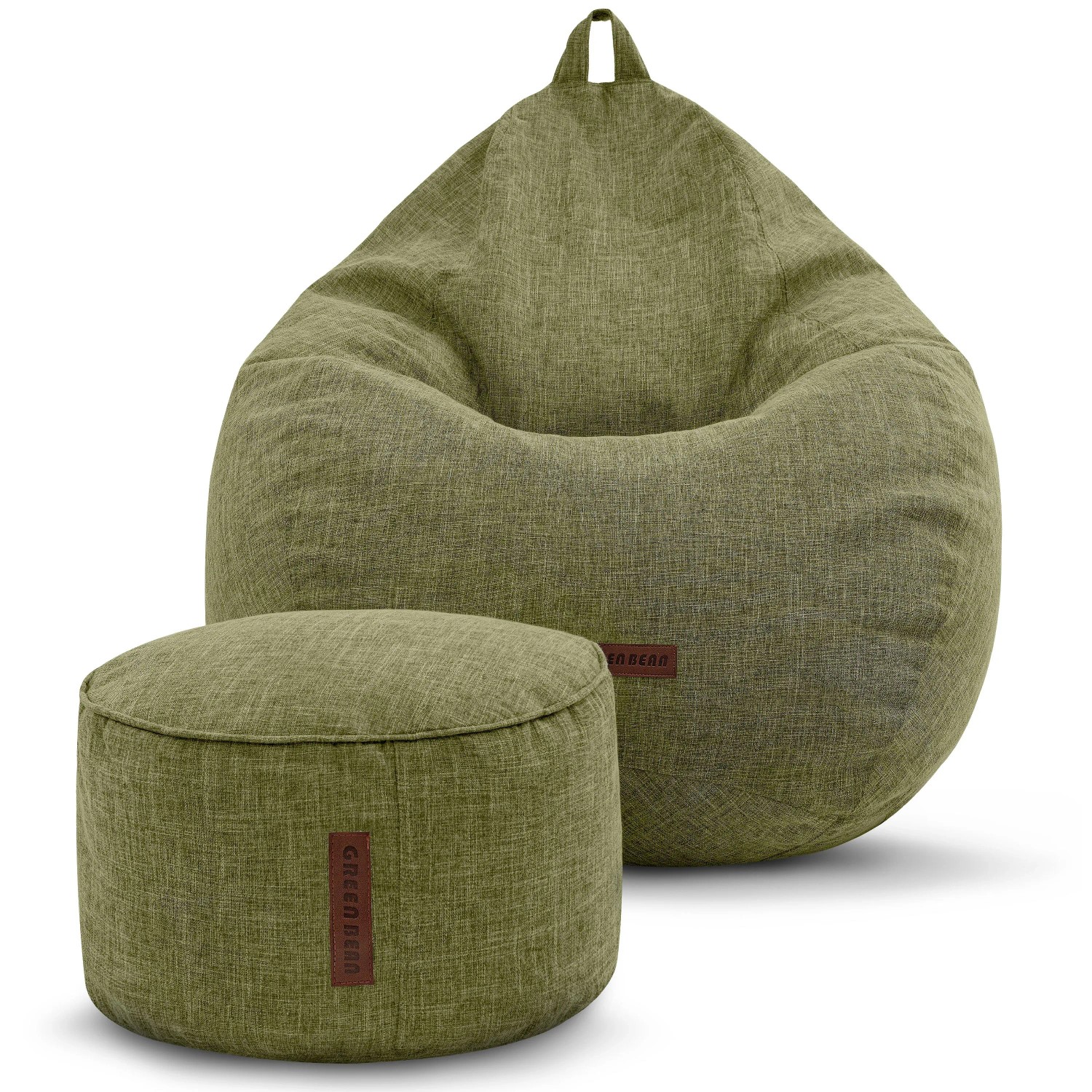 Green Bean Sitzhocker Motiv-Sitzsack 80 x 50 x 90 cm Waschbarer Bezug Grün