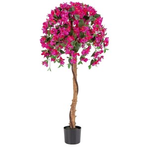 Costway Kunstbaum mit Blüten für Zuhause Dekopflanze Rosa 135 cm