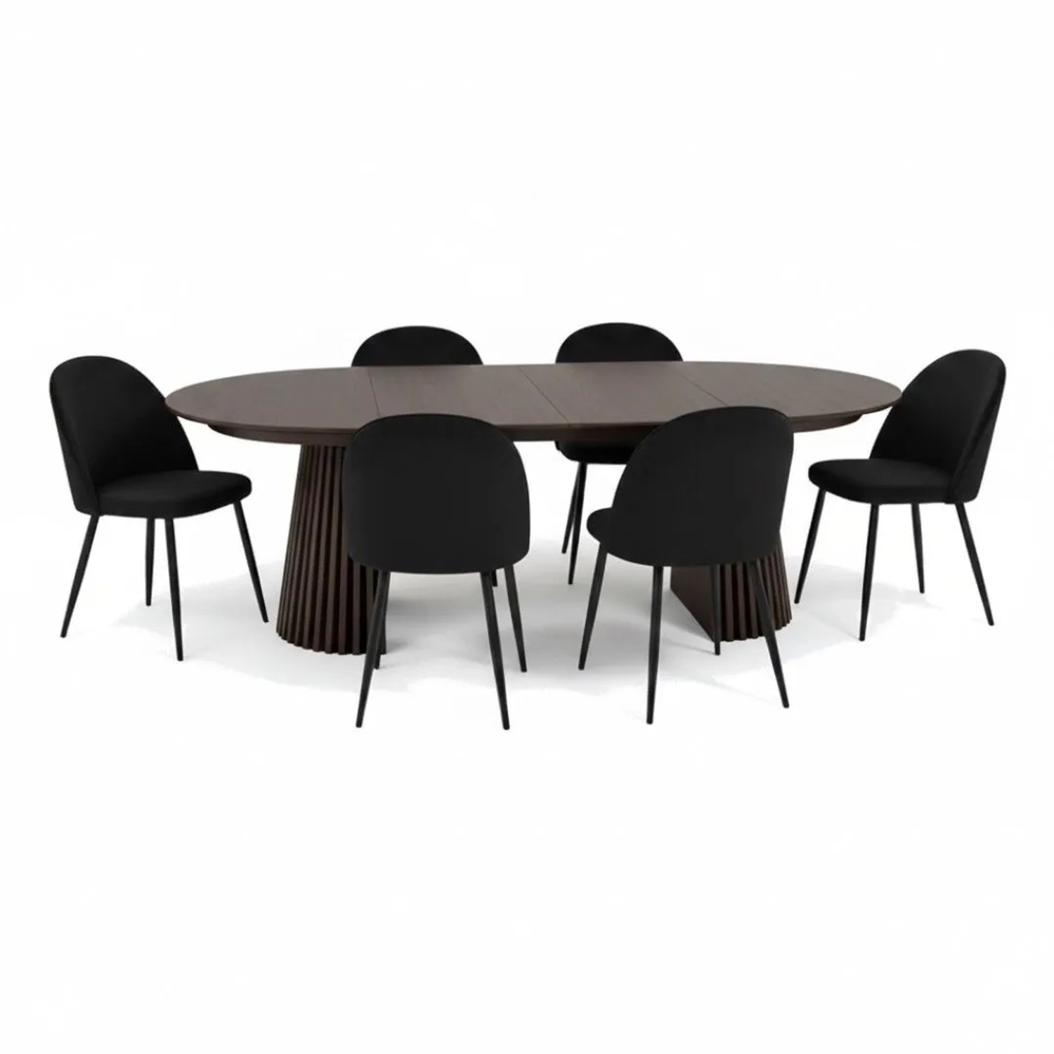 ebuy24 Tokyo Essgruppe Esstisch Smoked 6 Stühle Aus Schwarzem Velours