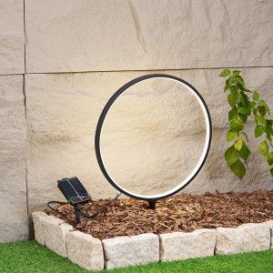 Moderne Lindby LED Solarleuchte Syrene, schwarz, Aluminium, 1-flammig, warmweißes Licht, für Garten & Terrasse.