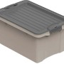 Rotho Stapelbox Compact A5, 4,5 l, Cappuccino, mit grauem Deckel. Aufbewahrungsbox aus Kunststoff, stapelbar.