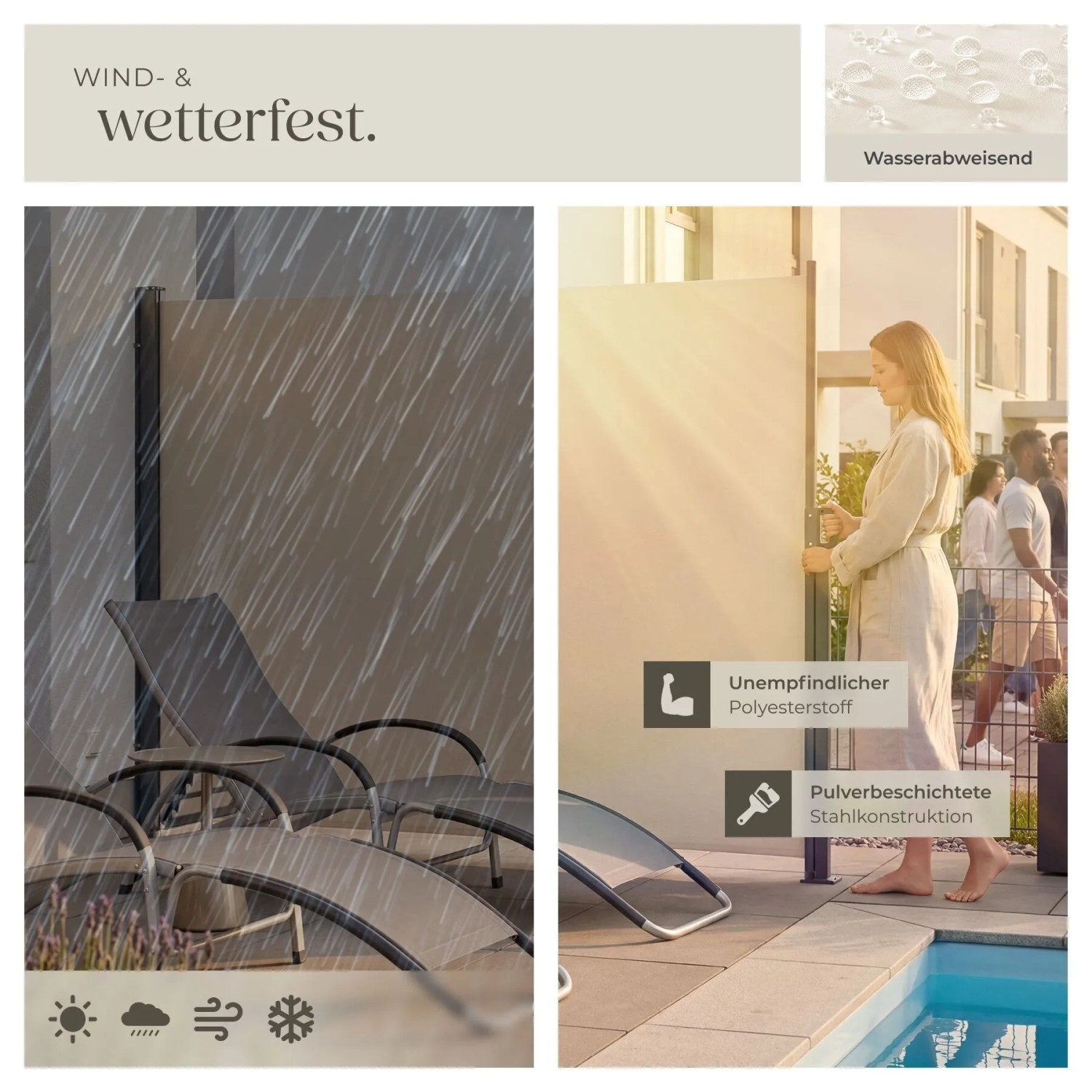 Tectake Seitenmarkise  200 x 300 cm Wetterfest  Blickdicht 300 x 200 cm 9 x 300 x 200 cm Beige_7